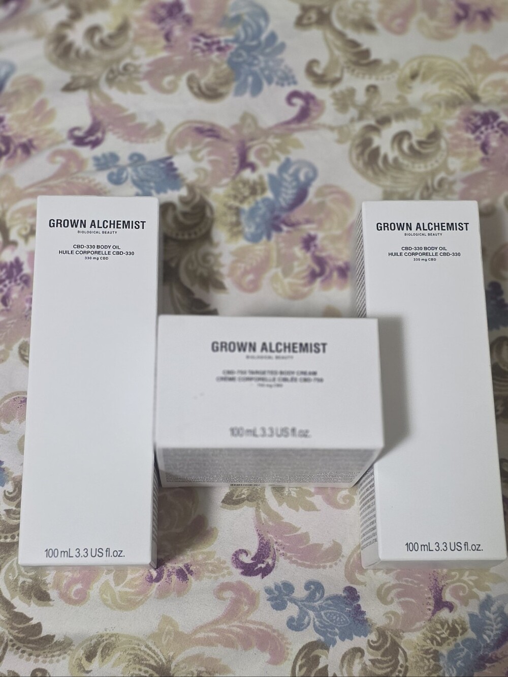 (2) Grown Alchemist CBD 330 body oil and CBD 750 targeted body cream Set